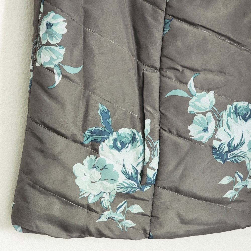 CJ Banks Vest Quilted Puffer Lined Faux Pockets Women's Gray & Teal Sz 2X - Picture 2 of 8